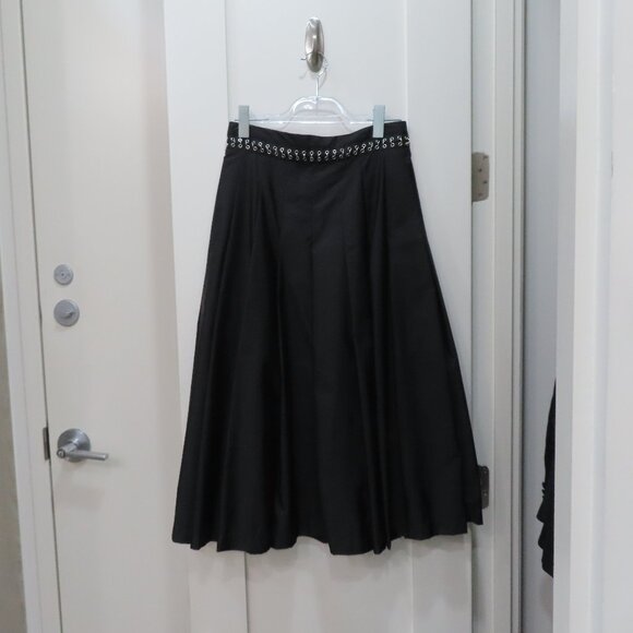 Moncler Genius Womens Black Pleated Nylon Midi Skirt 6 Noir Kei Size 42 (Small) - Picture 1 of 5